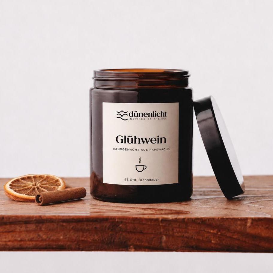 Duftkerze Glühwein - Weihnachtliche Duftkerze aus Rapswachs - 45 Std. Brenndauer