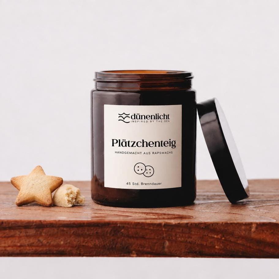 Duftkerze Plätzchenteig - Weihnachtliche Duftkerze Weihnachtskerze Weihnachtsgeschenk zu Weihnachten - 45 Std. Brenndauer
